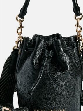 Marc Jacobs Black Pebbled Leather Bucket Bag with Gold Hardware